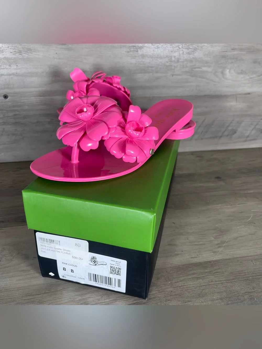 NEW Kate Spade Womens 8 Pink‎ Cloud Jaylee Floral Slip On Jelly Slide Sandals